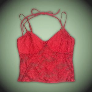Red Lace Bow Cami Top